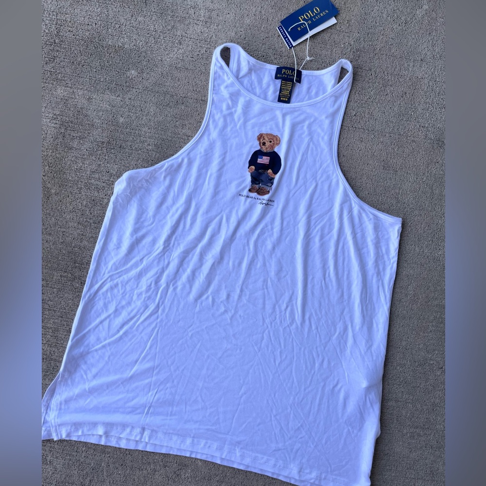 Polo Ralph Lauren polo bear flag Americana tank top lounge top super soft NWT - Picture 3 of 3